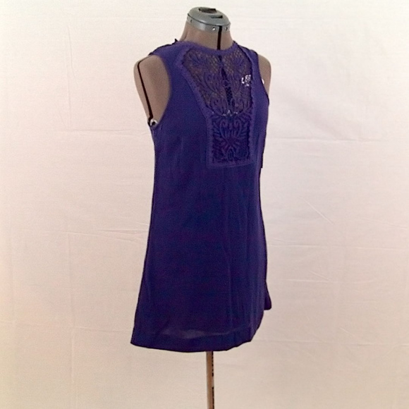 Free People Purple Mini Dress w/ lace front - Picture 3 of 8